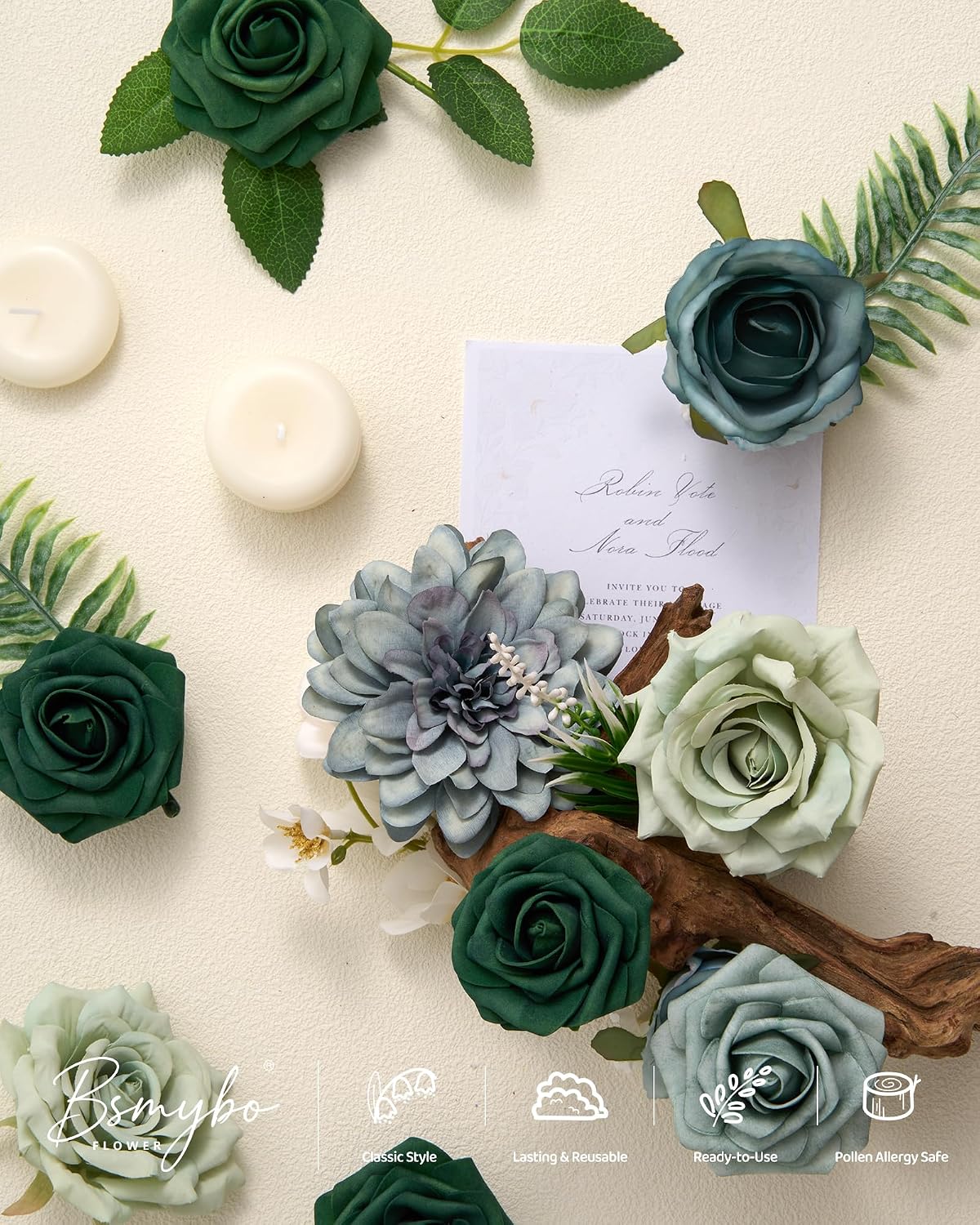 Artificial Flowers Combo Box Yellow Fake Flower for Wedding Decorations | Mix Silk Dahlia Rose Flowers with Stem for DIY Bridal Bouquet, Table Centerpiece, Floral Arrangement, Baby Shower Decorations