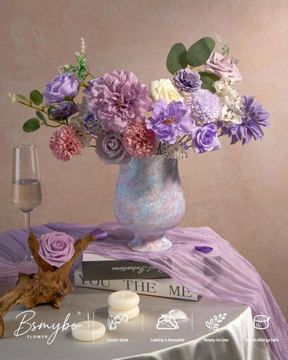 Artificial Flowers Combo Box Yellow Fake Flower for Wedding Decorations | Mix Silk Dahlia Rose Flowers with Stem for DIY Bridal Bouquet, Table Centerpiece, Floral Arrangement, Baby Shower Decorations