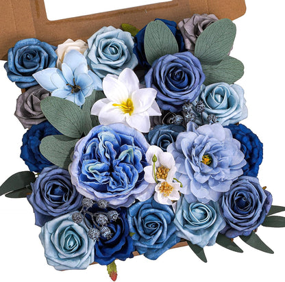 Artificial Flowers Combo Box Yellow Fake Flower for Wedding Decorations | Mix Silk Dahlia Rose Flowers with Stem for DIY Bridal Bouquet, Table Centerpiece, Floral Arrangement, Baby Shower Decorations