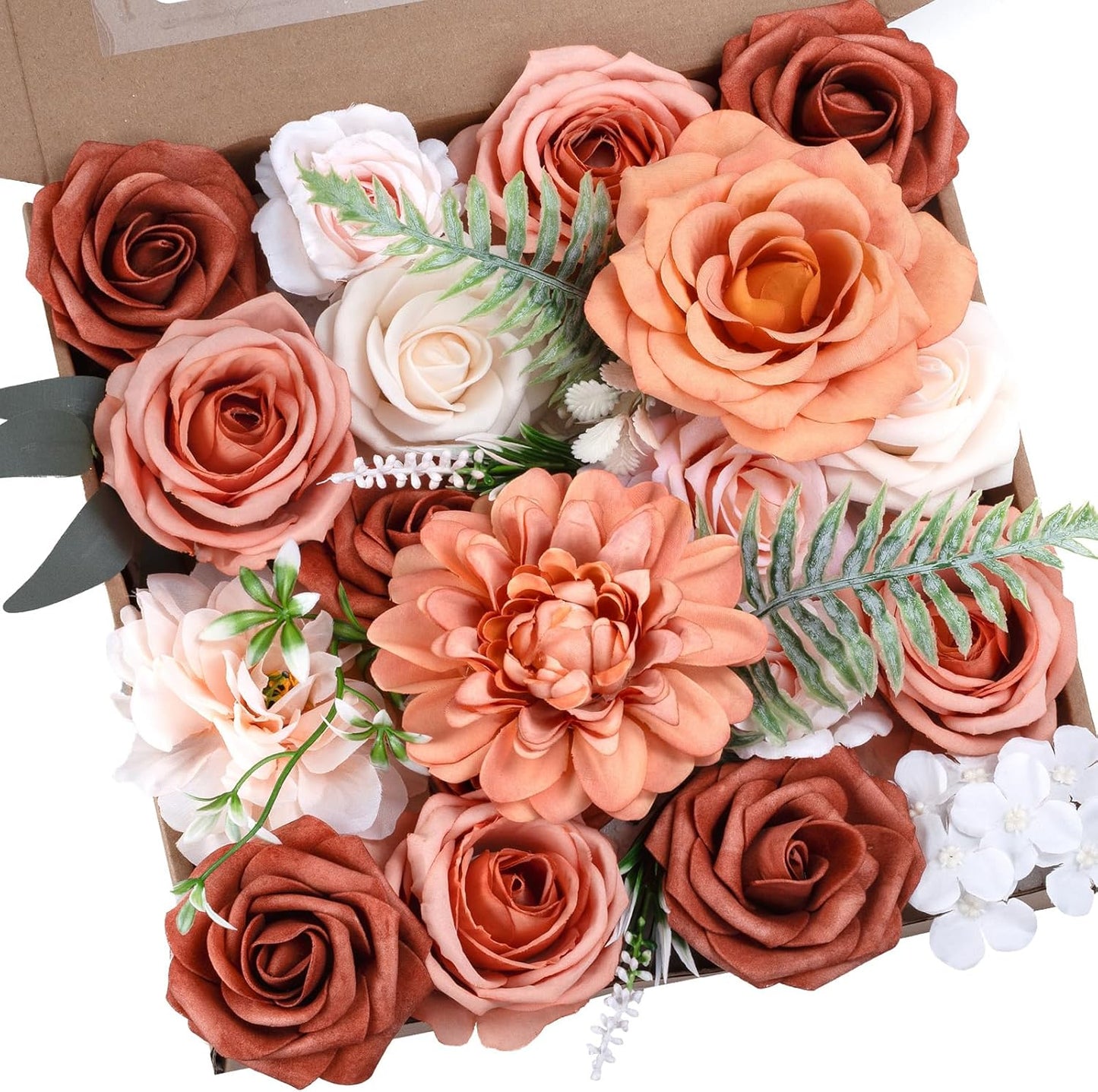 Artificial Flowers Combo Box Yellow Fake Flower for Wedding Decorations | Mix Silk Dahlia Rose Flowers with Stem for DIY Bridal Bouquet, Table Centerpiece, Floral Arrangement, Baby Shower Decorations