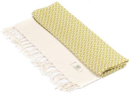Exclusive Hand Towels Set of 2-18 x 40 Inches - Decorative Bathroom Peshtemal Towel for Hand, Face, Hair, Yoga, Tea, Dishcloth, Kitchen and Bath - 100% Pure Cotton (Mustard)