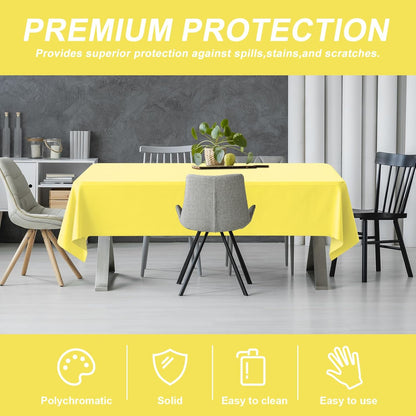 54IN X 320FT Plastic Table Cover Roll with Cutter Box, Cut to Size Plastic Table Cloths for Parties, Birthday, Disposable Tablecloth Roll for All Shape Tables (Light Yellow, 54 Inch X 320 Feet)