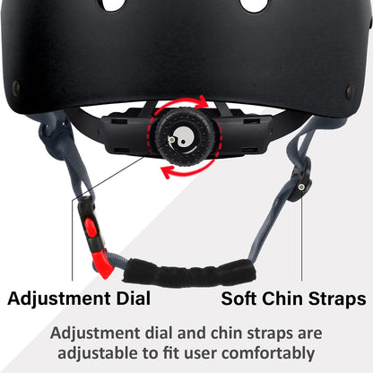 Skateboard Bike Helmet, 3 Sizes for Adult Youth & Kids | Lightweight, Adjustable, Certified Multi-Sport for Bicycle, Inline/Roller Skates, Kick Scooter
