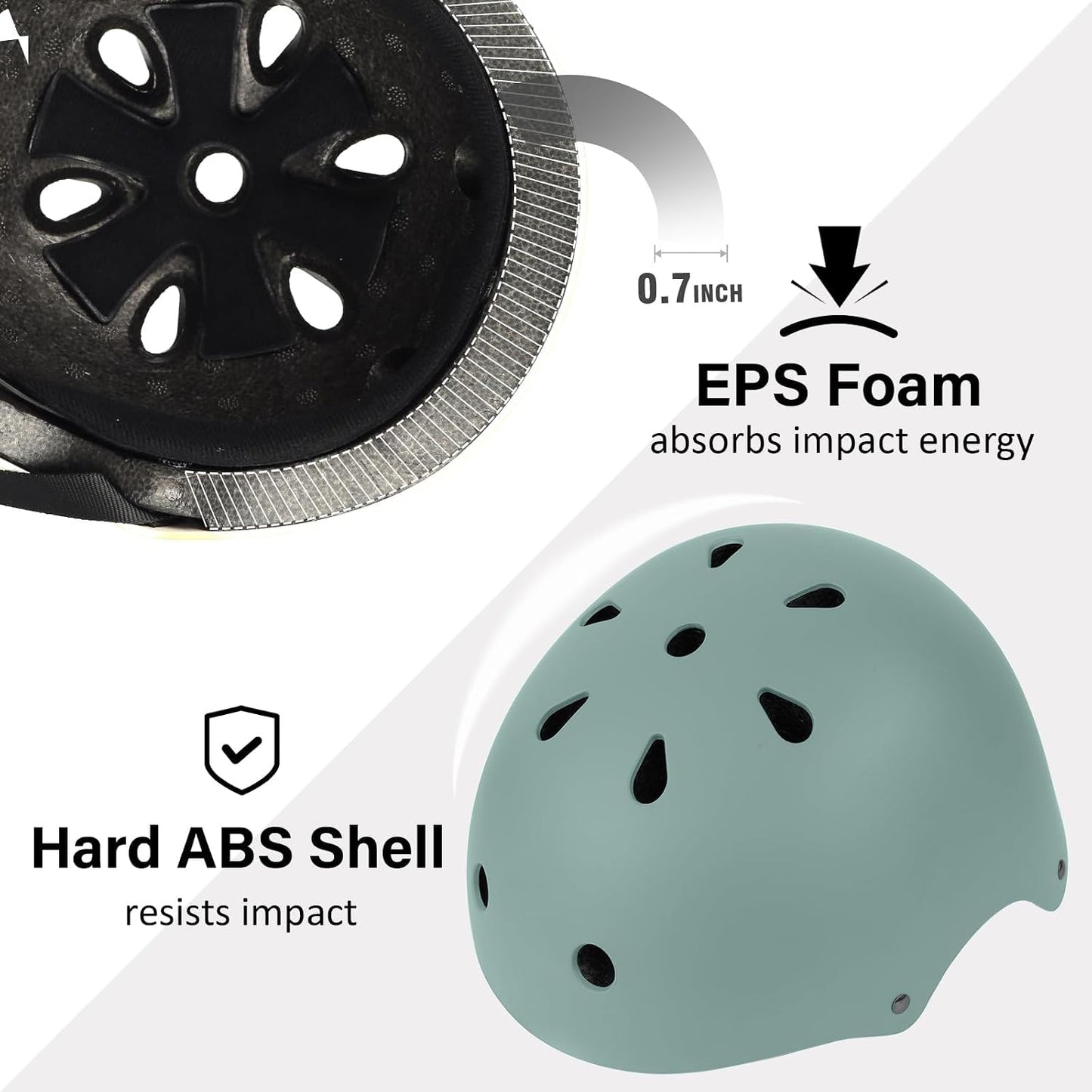 Skateboard Bike Helmet, 3 Sizes for Adult Youth & Kids | Lightweight, Adjustable, Certified Multi-Sport for Bicycle, Inline/Roller Skates, Kick Scooter