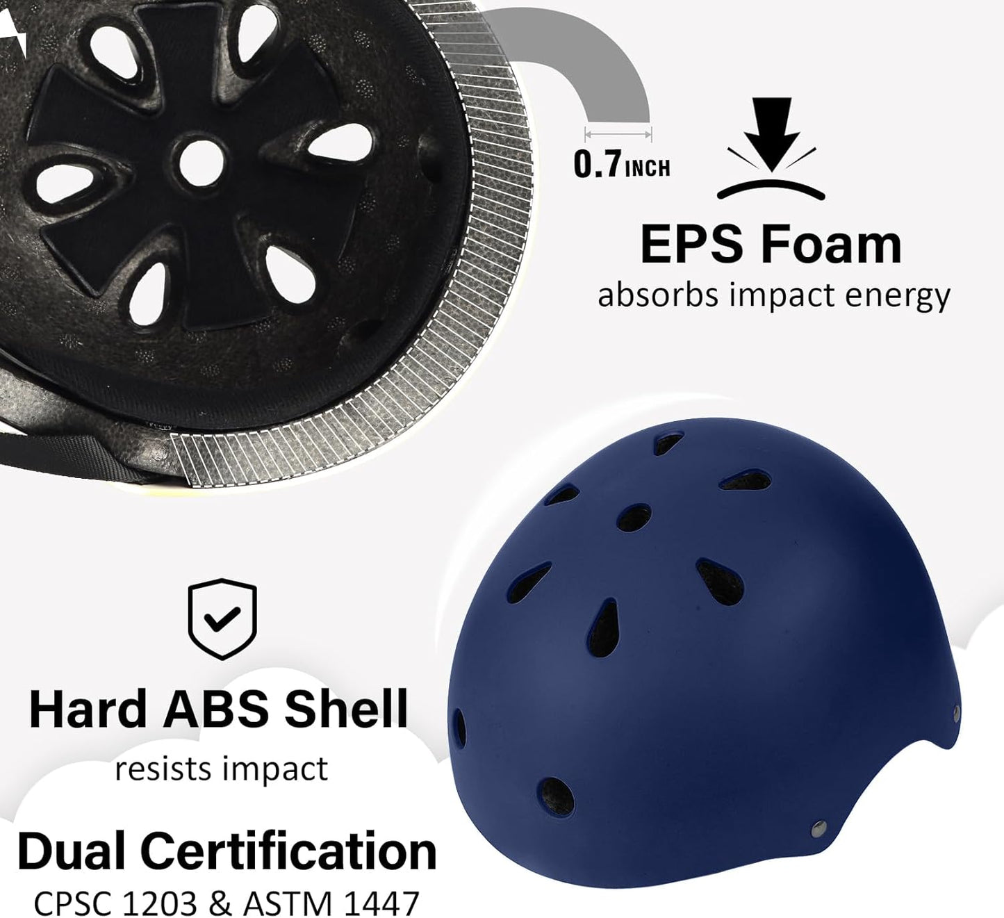 Skateboard Bike Helmet, 3 Sizes for Adult Youth & Kids | Lightweight, Adjustable, Certified Multi-Sport for Bicycle, Inline/Roller Skates, Kick Scooter