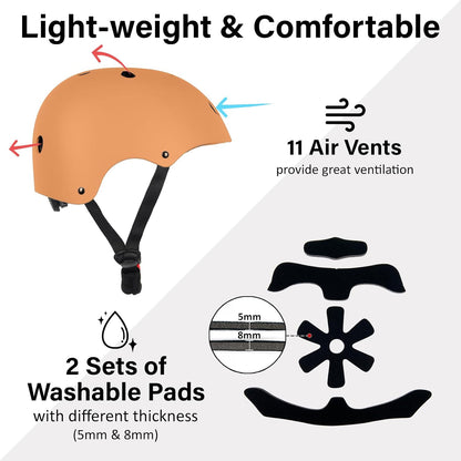 Skateboard Bike Helmet, 3 Sizes for Adult Youth & Kids | Lightweight, Adjustable, Certified Multi-Sport for Bicycle, Inline/Roller Skates, Kick Scooter
