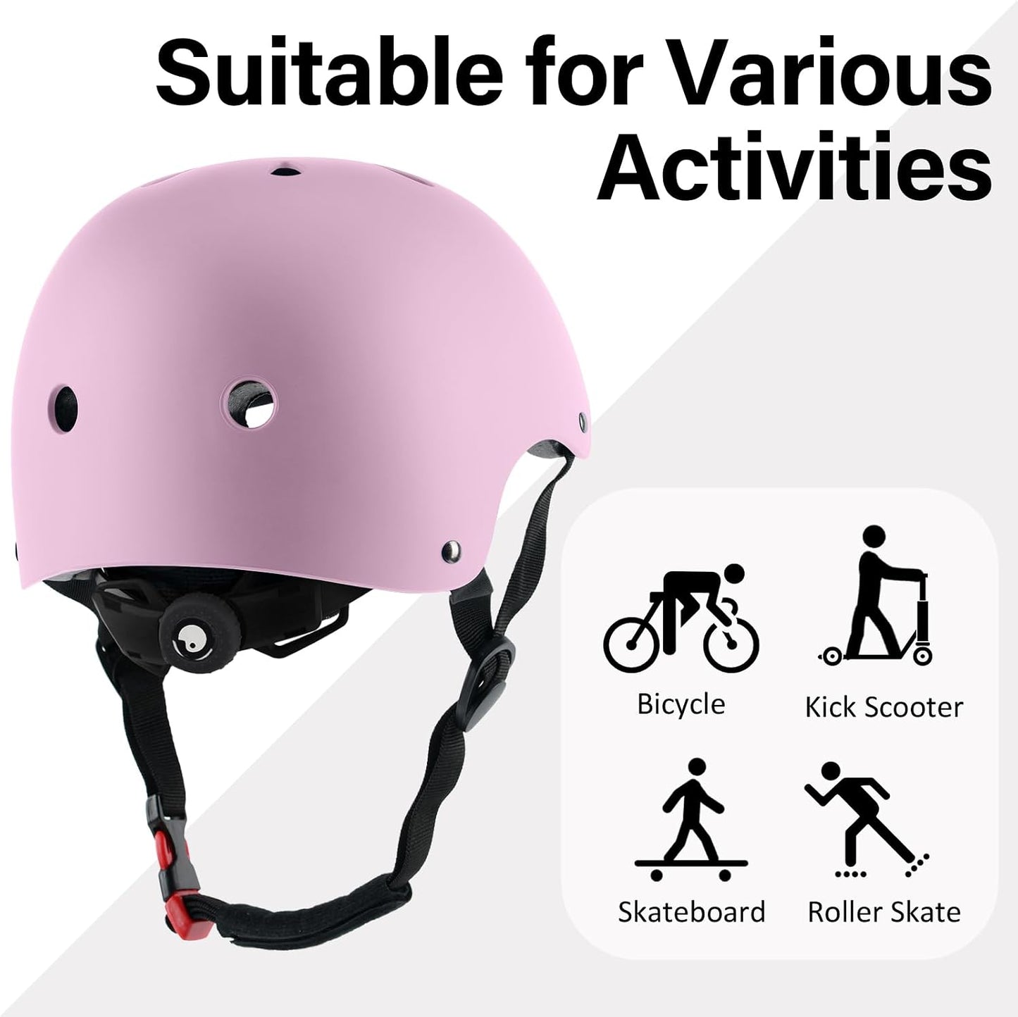 Skateboard Bike Helmet, 3 Sizes for Adult Youth & Kids | Lightweight, Adjustable, Certified Multi-Sport for Bicycle, Inline/Roller Skates, Kick Scooter