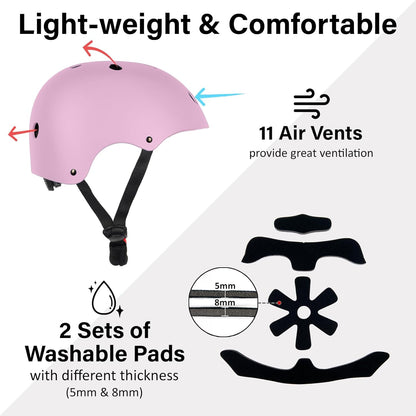 Skateboard Bike Helmet, 3 Sizes for Adult Youth & Kids | Lightweight, Adjustable, Certified Multi-Sport for Bicycle, Inline/Roller Skates, Kick Scooter