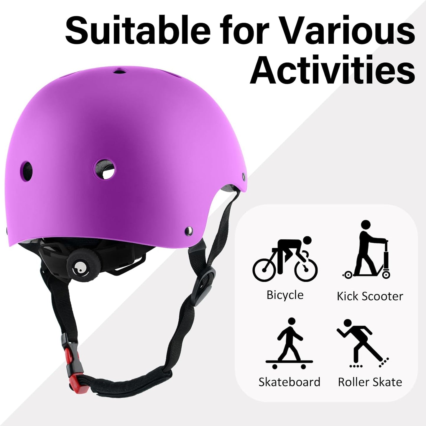 Skateboard Bike Helmet, 3 Sizes for Adult Youth & Kids | Lightweight, Adjustable, Certified Multi-Sport for Bicycle, Inline/Roller Skates, Kick Scooter