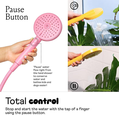 Handheld Shower Head, High Pressure, 3 Spray Functions Plus Pause, Extra Long 70 Inch Hose - Eco-friendly Materials - Easy DIY Installation - High Pressure Performance - Yellow