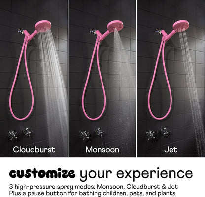 Handheld Shower Head, High Pressure, 3 Spray Functions Plus Pause, Extra Long 70 Inch Hose - Eco-friendly Materials - Easy DIY Installation - High Pressure Performance - Yellow