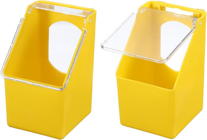 No Mess Bird Feeder, 3.5x3.1x5.5 Inch Parakeet Feeder Bird Cage Accessories Hanging Food Water Dispenser, (Yellow, 4 Pcs), Intended for Pet/Pigeon/Parrot/Chicken