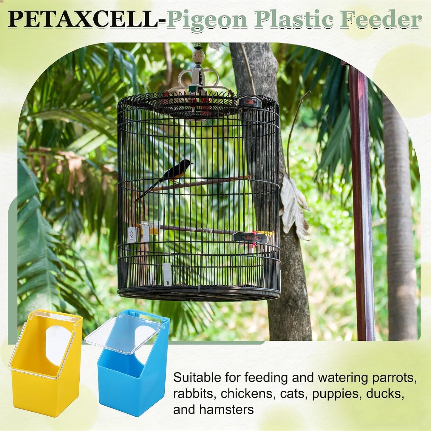 No Mess Bird Feeder, 3.5x3.1x5.5 Inch Parakeet Feeder Bird Cage Accessories Hanging Food Water Dispenser, (Yellow, 4 Pcs), Intended for Pet/Pigeon/Parrot/Chicken