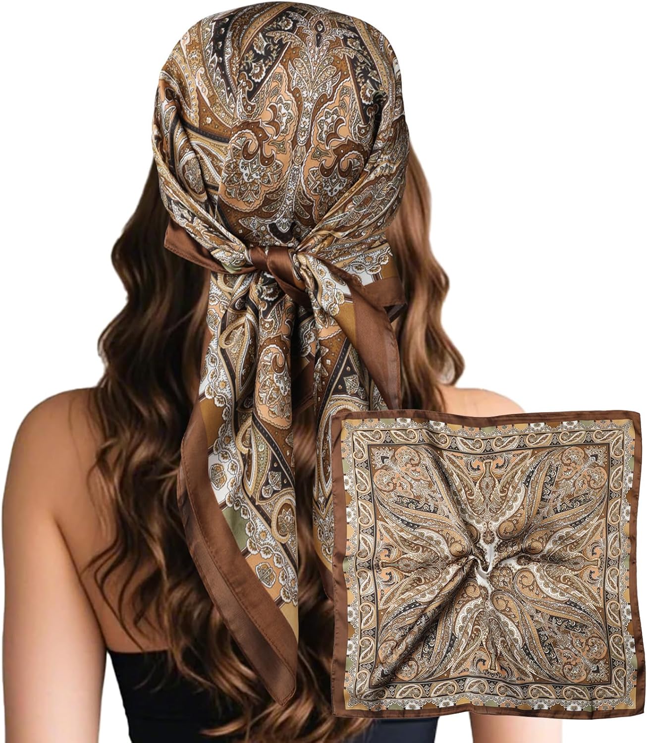 Head Hair Scarf for Women Like Satin Silk Scarf Bandana | Hair Wrapping Night, Large Square Scarves 27.5", Fashion Neck Scarves