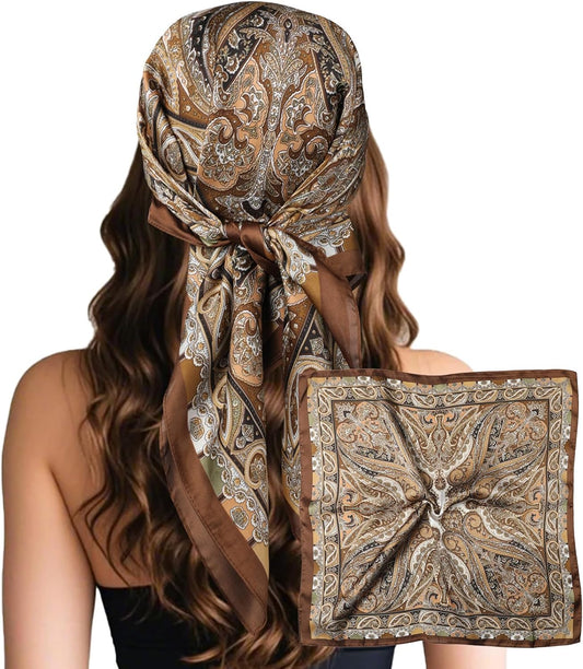 Head Hair Scarf for Women Like Satin Silk Scarf Bandana | Hair Wrapping Night, Large Square Scarves 27.5", Fashion Neck Scarves
