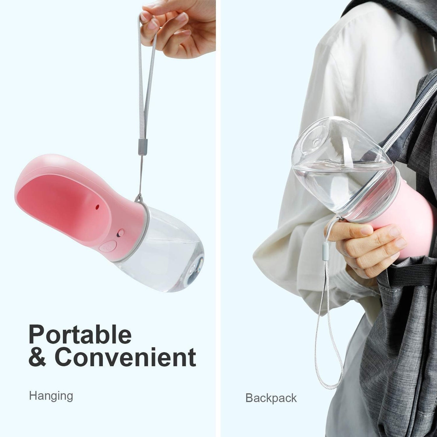 Dog Water Bottle, Leak Proof Portable Pet Water Bottles for Dogs, Puppy Water Dispenser with Drinking Feeder for Travel (Pink 12oz)