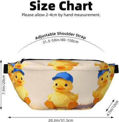 Duck Hat Yellow Running Waist Pack-No-Bounce Phone Holder for Gym, Waterproof Crossbody Fanny Pack with Adjustable Belt