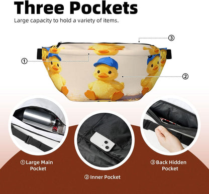 Duck Hat Yellow Running Waist Pack-No-Bounce Phone Holder for Gym, Waterproof Crossbody Fanny Pack with Adjustable Belt