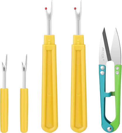 Seam Ripper, Sewing Stitch Ripper and Thread Remover Tool Kit, 2 Big+2 Small Embroidery Cutter and 1 Thread Snip(Yellow)