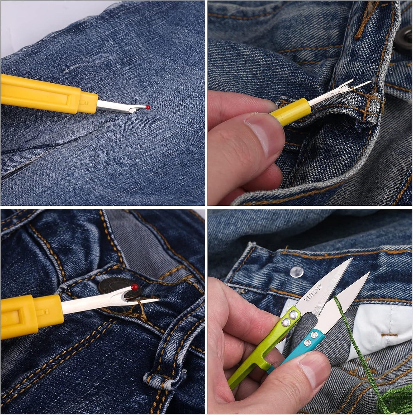 Seam Ripper, Sewing Stitch Ripper and Thread Remover Tool Kit, 2 Big+2 Small Embroidery Cutter and 1 Thread Snip(Yellow)