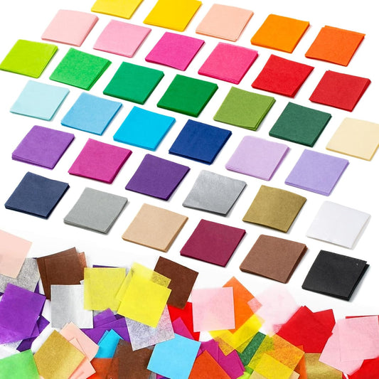 5400 Pcs 1 in Tissue Paper Squares 36 Assorted Colors for Crafts | Art Rainbow Tissue Paper Bulk for Mother's Day, Projects, Collage, Suncatchers, Scrapbooking - Non Bleeding
