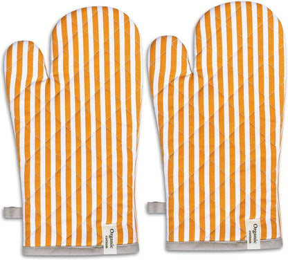 Cotton Oven Mitts Set of 1 with Hanging Loop Non-Slip, Heat Resistant, Reusable Oven Mitt for Baking Cooking Kitchen Oven Gloves (Yellow)