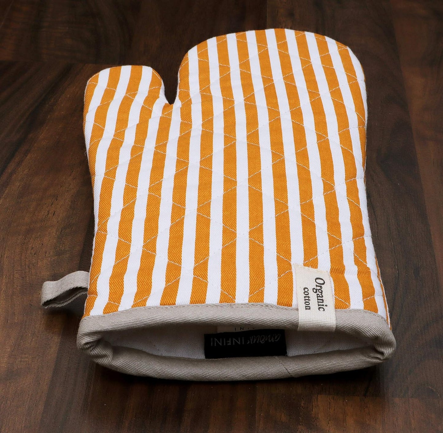 Cotton Oven Mitts Set of 1 with Hanging Loop Non-Slip, Heat Resistant, Reusable Oven Mitt for Baking Cooking Kitchen Oven Gloves (Yellow)