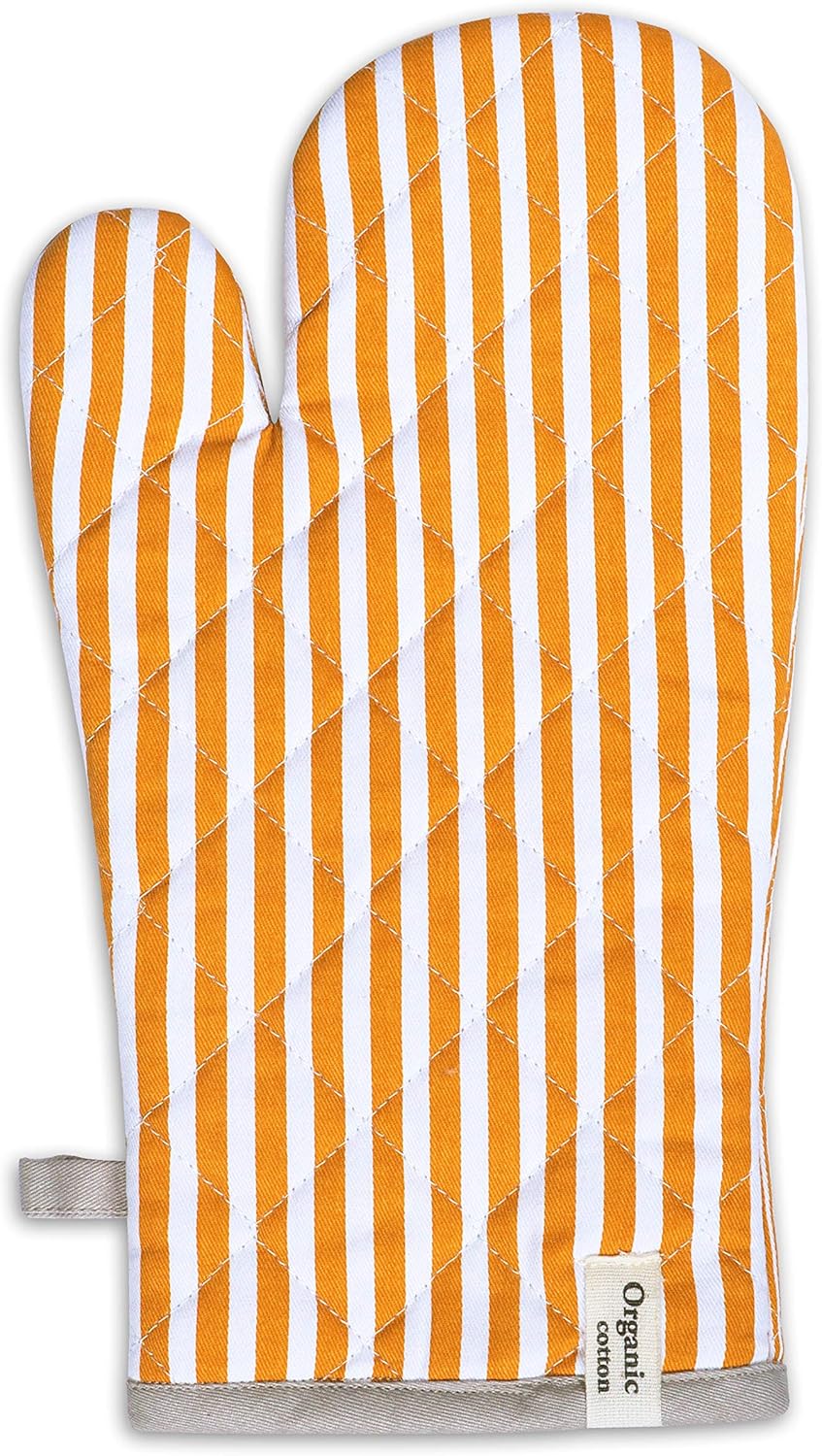 Cotton Oven Mitts Set of 1 with Hanging Loop Non-Slip, Heat Resistant, Reusable Oven Mitt for Baking Cooking Kitchen Oven Gloves (Yellow)