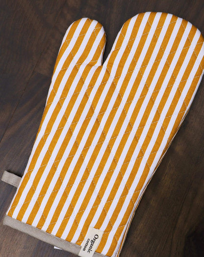 Cotton Oven Mitts Set of 1 with Hanging Loop Non-Slip, Heat Resistant, Reusable Oven Mitt for Baking Cooking Kitchen Oven Gloves (Yellow)