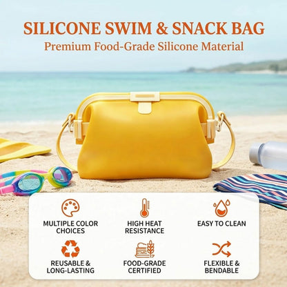 Huggea Waterproof Purse - Silicone Swimming Storage Bag & Foldable Lunch Bag