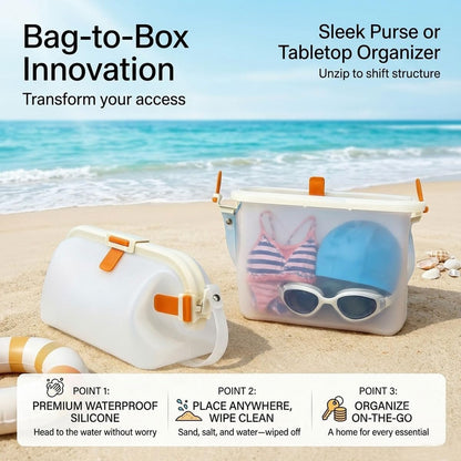 Huggea Waterproof Purse - Silicone Swimming Storage Bag & Foldable Lunch Bag