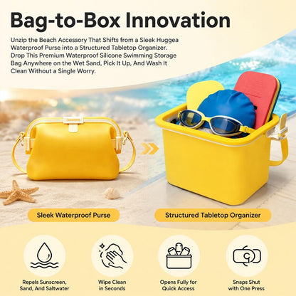 Huggea Waterproof Purse - Silicone Swimming Storage Bag & Foldable Lunch Bag