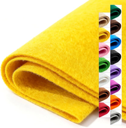 Felt Fabric 36'' X 36'' Large Felt Sheets Stiff Craft Felt by The Yard for DIY Crafts Letter Coaster Flower Ornament Sewing Party Decoration Christmas Supplies Nonwoven (Yellow)