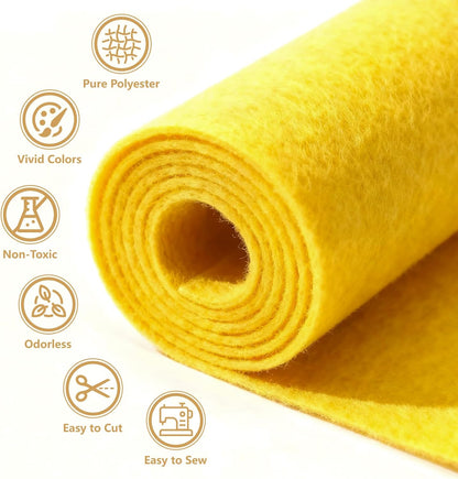 Felt Fabric 36'' X 36'' Large Felt Sheets Stiff Craft Felt by The Yard for DIY Crafts Letter Coaster Flower Ornament Sewing Party Decoration Christmas Supplies Nonwoven (Yellow)
