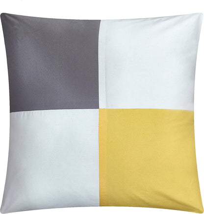 Clayton 10 Piece Comforter Set Pintuck Pieced Block Embroidery Bed in a Bag with Sheet Set, Queen Grey Yellow
