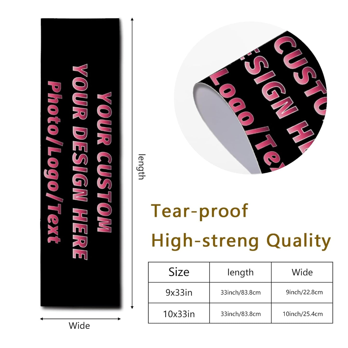Skateboard and Longboard Custom Grip Tape Sheet Add Your Photo Logo Text Personalized Skidproof Sticker, Customizable Wear-Proof Grip Tapes, Yellow