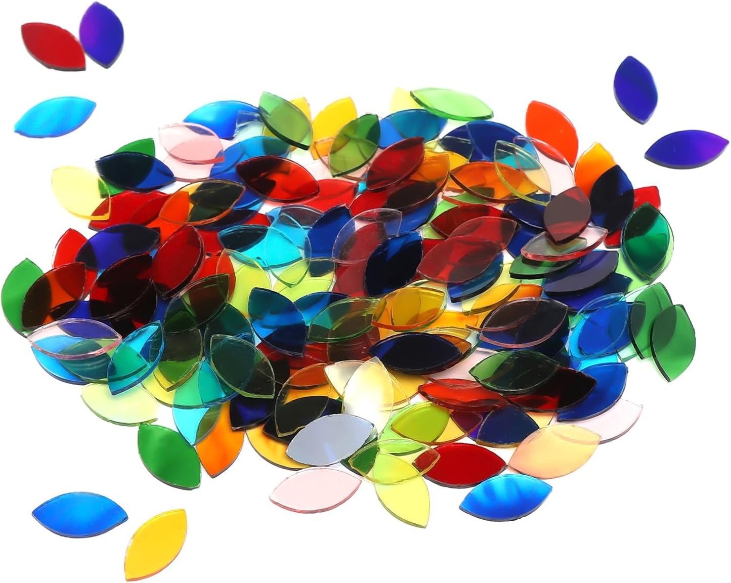 100g Petal Mosaic Tiles, High Transparency Stained Glass Mosaic Tiles, DIY Handmade Lampshade Artwork and Stained Glass Projects, Approx. 360 Pieces,Mixed Colors