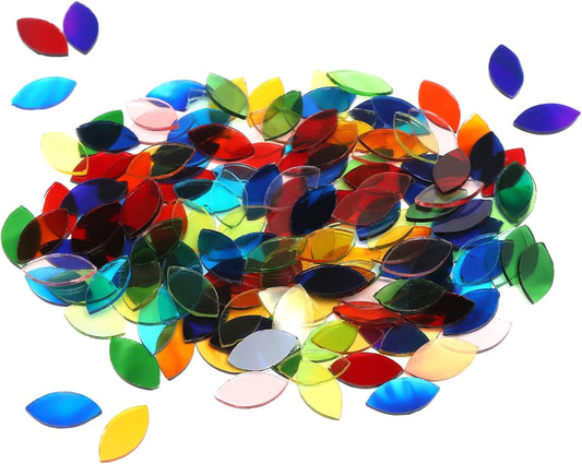 100g Petal Mosaic Tiles, High Transparency Stained Glass Mosaic Tiles, DIY Handmade Lampshade Artwork and Stained Glass Projects, Approx. 360 Pieces,Mixed Colors