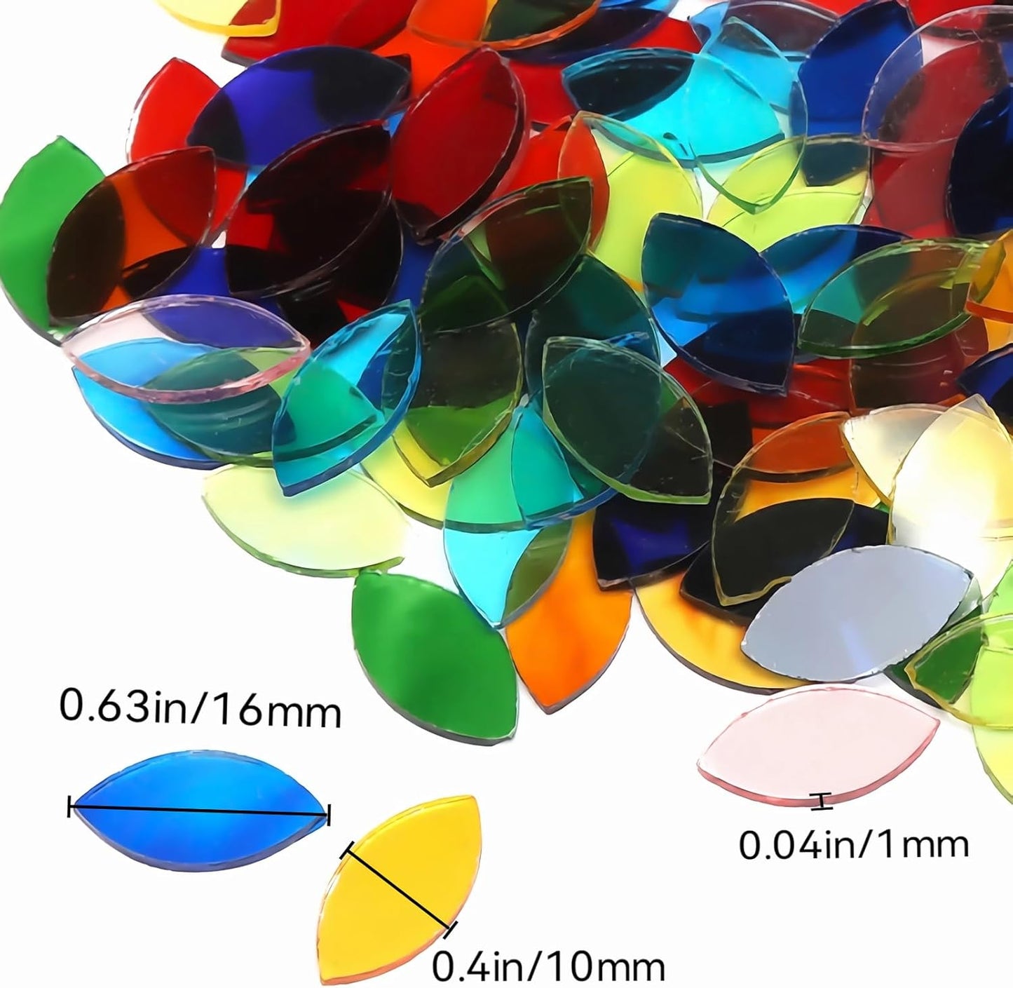 100g Petal Mosaic Tiles, High Transparency Stained Glass Mosaic Tiles, DIY Handmade Lampshade Artwork and Stained Glass Projects, Approx. 360 Pieces,Mixed Colors