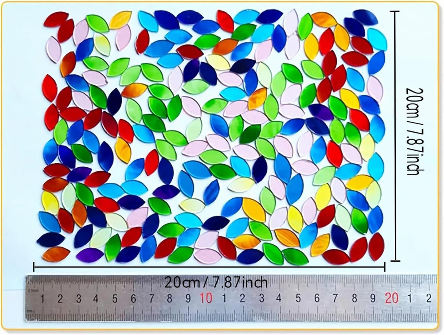 100g Petal Mosaic Tiles, High Transparency Stained Glass Mosaic Tiles, DIY Handmade Lampshade Artwork and Stained Glass Projects, Approx. 360 Pieces,Mixed Colors