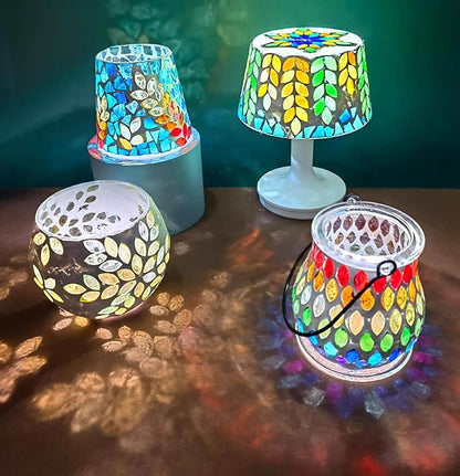 100g Petal Mosaic Tiles, High Transparency Stained Glass Mosaic Tiles, DIY Handmade Lampshade Artwork and Stained Glass Projects, Approx. 360 Pieces,Mixed Colors