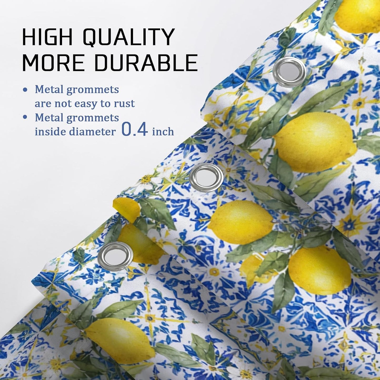 Lemon Shower Curtain, Summer Tropical Flower Leaf Summer Yellow Polyester Waterproof Bathtub Cloth Curtains for Bathroom Toile Guest Room Decor 72x72 Inch