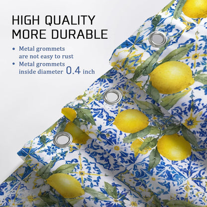 Lemon Shower Curtain, Summer Tropical Flower Leaf Summer Yellow Polyester Waterproof Bathtub Cloth Curtains for Bathroom Toile Guest Room Decor 72x72 Inch