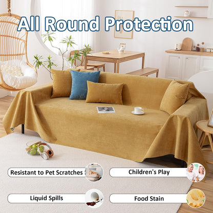 Couch Covers Anti Scratch Sofa Covers for 2 Cushion Couch Sofa, Waterproof Pet Couch Cover for Dog Cat, Washable Couch Slipcover Modern Yellow Sofa Cover Throw Furniture Protector, 71"X102"