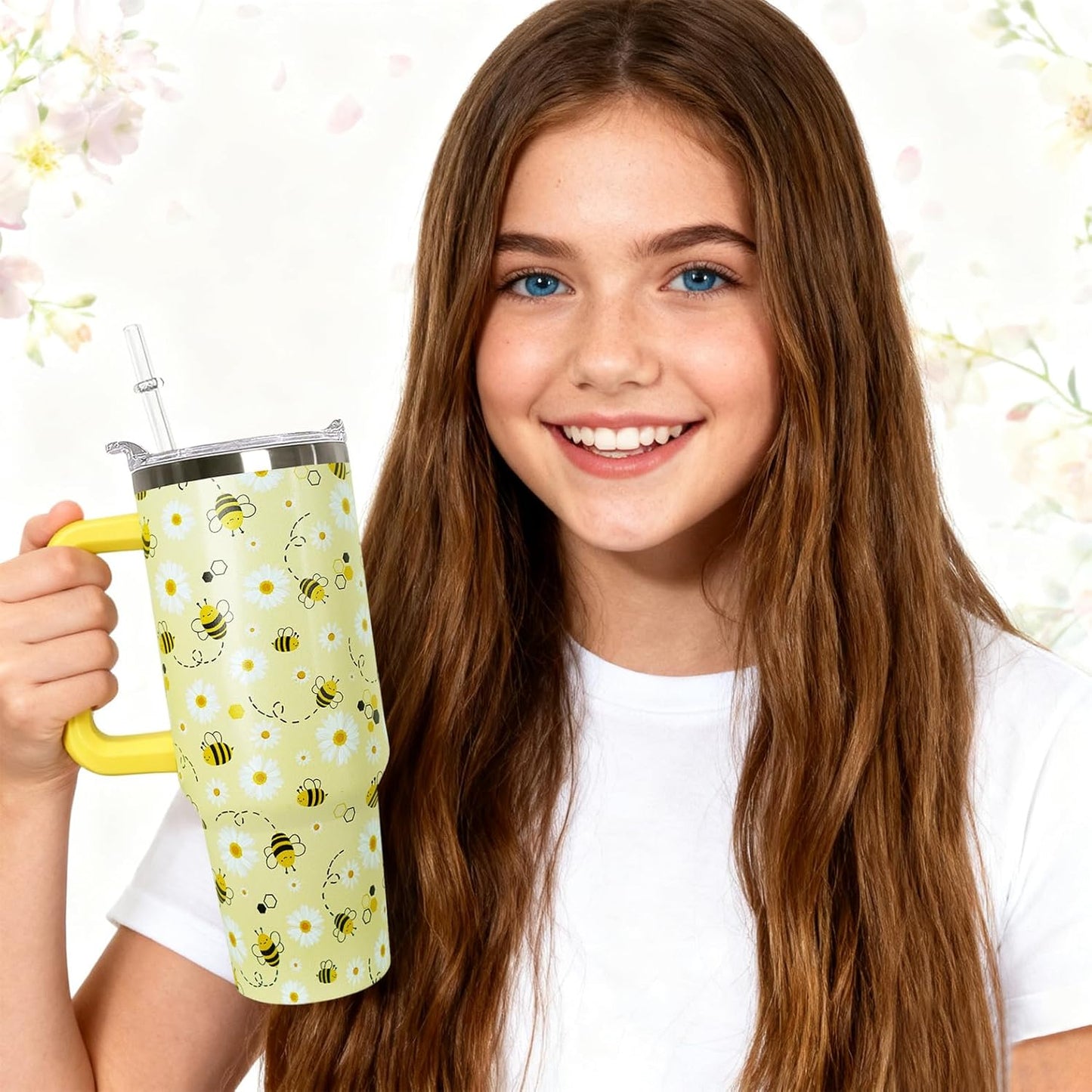 30 oz Stainless Steel Tumbler with lid and Straw,Yellow CoffeeTravel Mug Cup Water Botter, Lemon Gifts for Lemon Lovers - Colors B