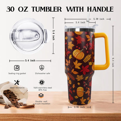 30 oz Stainless Steel Tumbler with lid and Straw,Yellow CoffeeTravel Mug Cup Water Botter, Lemon Gifts for Lemon Lovers - Colors B