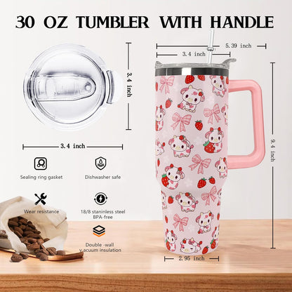 30 oz Stainless Steel Tumbler with lid and Straw,Yellow CoffeeTravel Mug Cup Water Botter, Lemon Gifts for Lemon Lovers - Colors B
