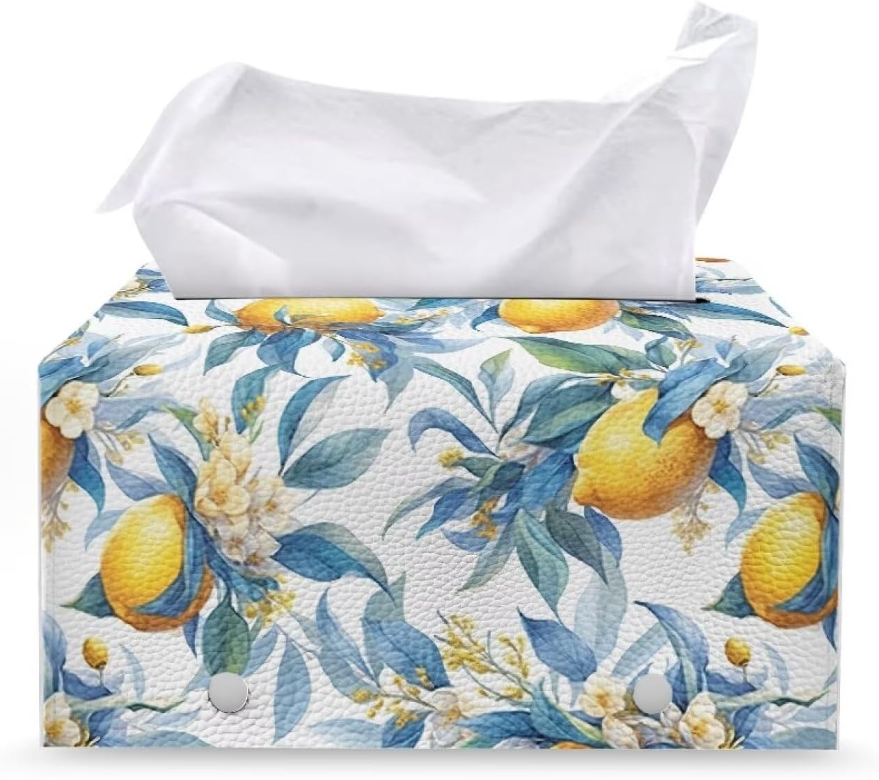 Fashion Tissue Box Cover, Leather Tissue Box Tissues Cover Tissues Holder for Night Stands Bedroom Decor Home Decor Items Lemon