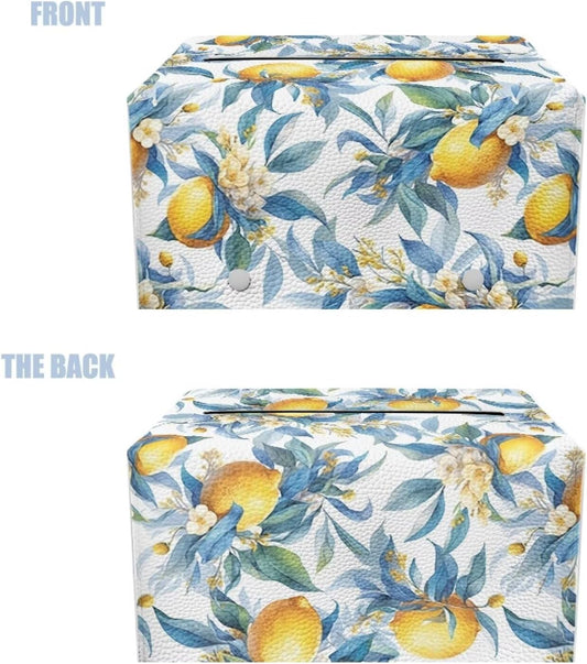 Fashion Tissue Box Cover, Leather Tissue Box Tissues Cover Tissues Holder for Night Stands Bedroom Decor Home Decor Items Lemon