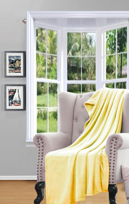 Small Throw Super Soft Blanket Microplush Comfort Cozy Fleece 50" Inch (W) x 60" inch (L) (Yellow)